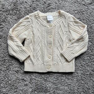 Hanna Andersson ecru cable knit cardigan